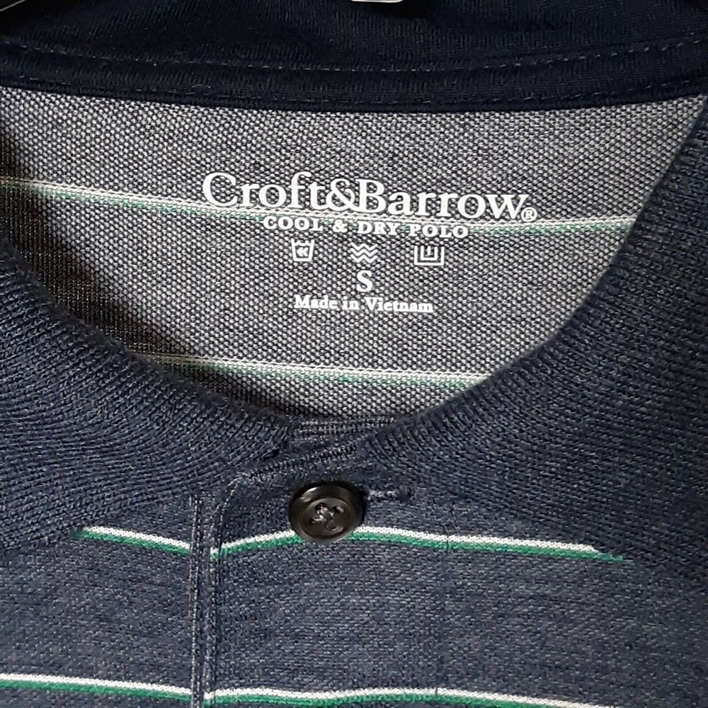 Croft & Barrow Short Sleeve Stripe Polo Blue Men's S Golf Shirt Cool & Dry!!